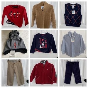 9 Piece Janie & Jack 2T boy holiday Christmas outfit sweater pants some NWT